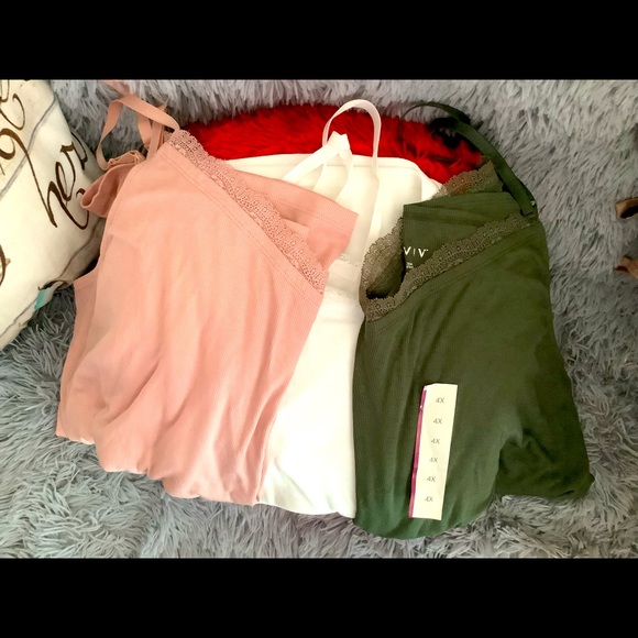 3 brand new spaghetti strap with lace size 4x tops! - Picture 4 of 5